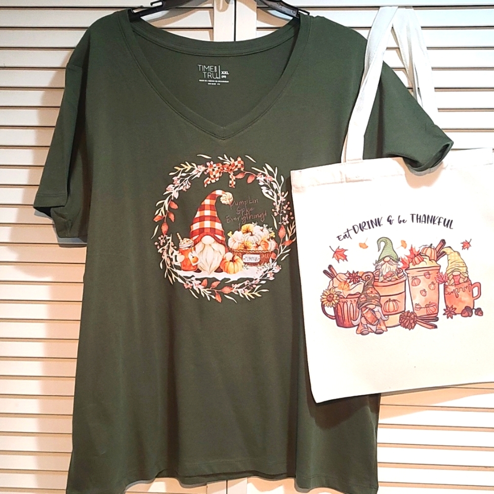 Pumpkin Spice is back for Fall.  T-shirt & Tote Bag set, NWT - Need shirt size